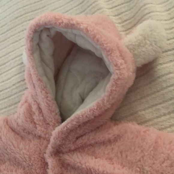 Baby Sherpa pink cozy one piece with ears - Picture 11 of 11